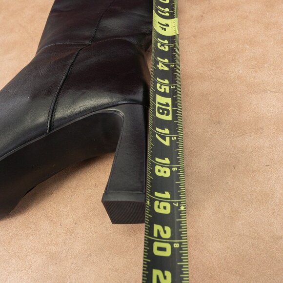 Dune London Women Saviour Black Leather Dress Heel Knee Boots sz 8US EUR39 - Picture 8 of 10